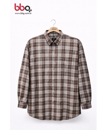 ERKEK BÜYÜK BEDEN EKOSE DESENLİ GÖMLEK-K