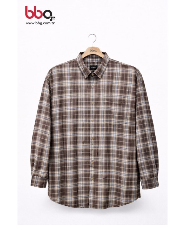 ERKEK BÜYÜK BEDEN EKOSE DESENLİ GÖMLEK-K