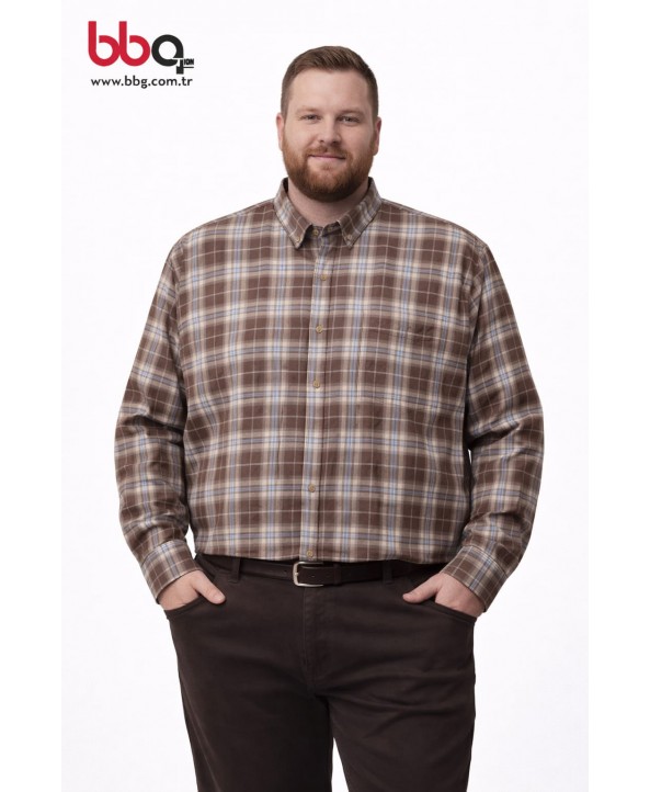 ERKEK BÜYÜK BEDEN EKOSE DESENLİ GÖMLEK-K