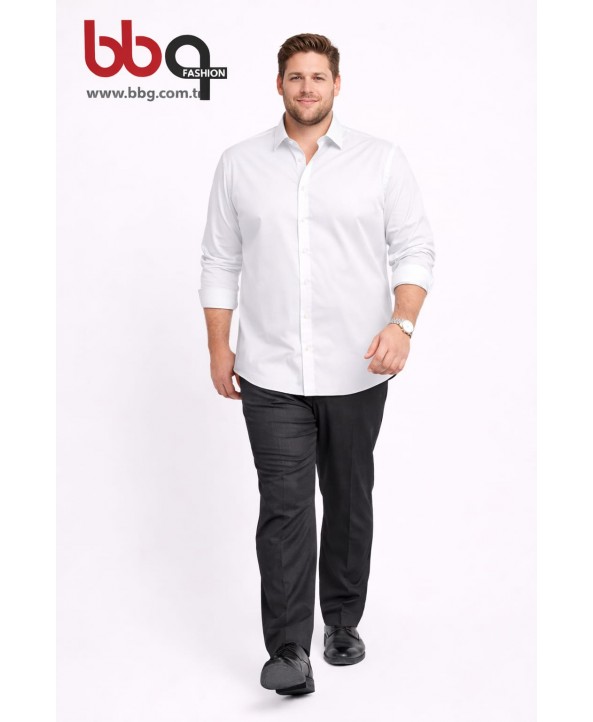ERKEK BÜYÜK BEDEN UZUN KOLLU CEPSİZ GÖMLEK-B