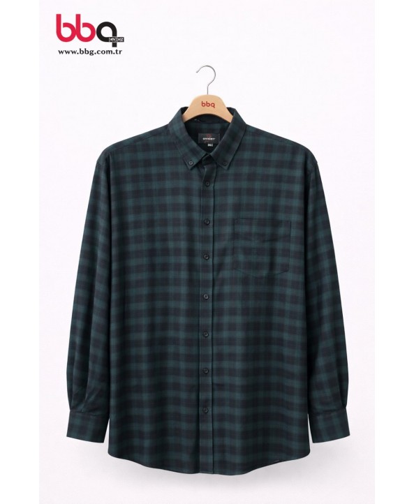 ERKEK BÜYÜK BEDEN EKOSE DESENLİ GÖMLEK-SY