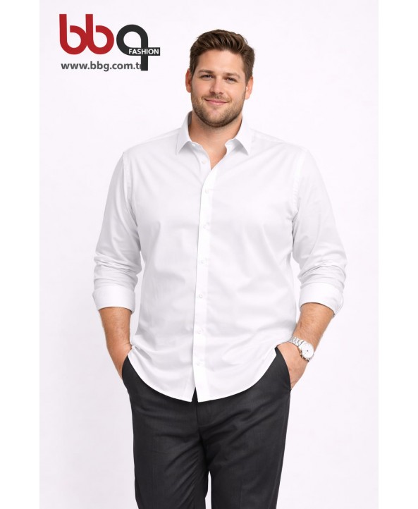 ERKEK BÜYÜK BEDEN UZUN KOLLU CEPSİZ GÖMLEK-B