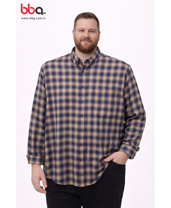 ERKEK BÜYÜK BEDEN EKOSE DESENLİ GÖMLEK-SL