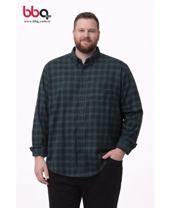 ERKEK BÜYÜK BEDEN EKOSE DESENLİ GÖMLEK-SY