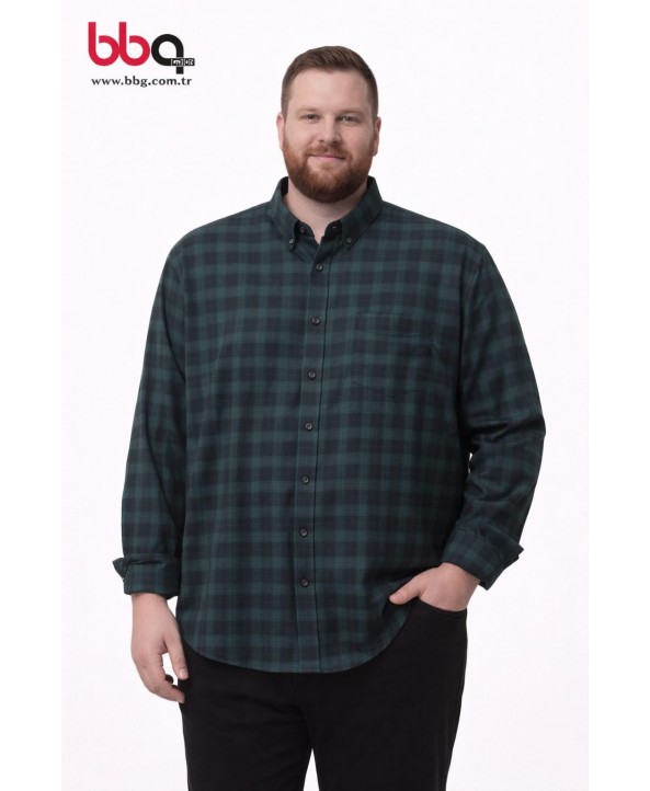 ERKEK BÜYÜK BEDEN EKOSE DESENLİ GÖMLEK-SY