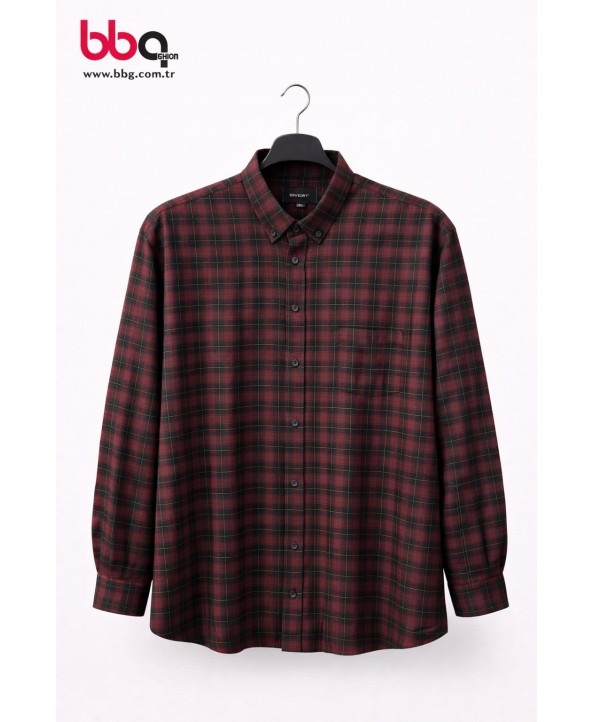 ERKEK BÜYÜK BEDEN EKOSE DESENLİ GÖMLEK-BS