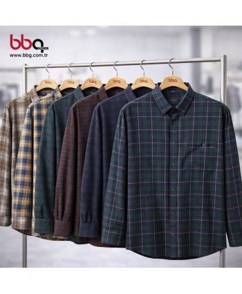 ERKEK BÜYÜK BEDEN EKOSE DESENLİ GÖMLEK-SY