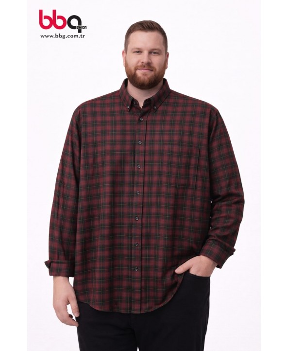 ERKEK BÜYÜK BEDEN EKOSE DESENLİ GÖMLEK-BS