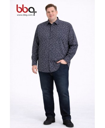 ERKEK BÜYÜK BEDEN UZUN KOLLU DESENLİ GÖMLEK