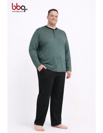 ERKEK BÜYÜK BEDEN GENİŞ KALIP %100 PAMUK PİJAMA TAKIMI-Y