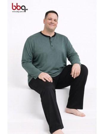 ERKEK BÜYÜK BEDEN GENİŞ KALIP %100 PAMUK PİJAMA TAKIMI-Y