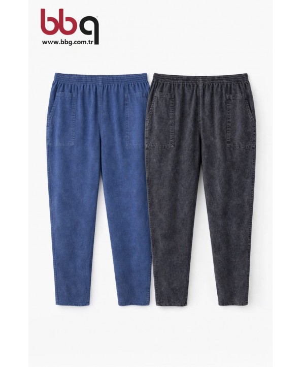 ERKEK BÜYÜK BEDEN BELİ LASTİKLİ PANTOLON