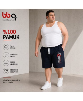 ERKEK BÜYÜK BEDEN GENİŞ KALIP BASKILI PENYE ŞORT-L