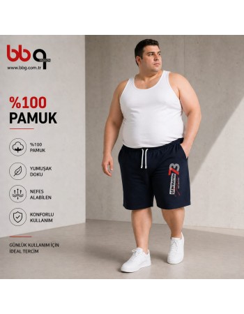 ERKEK BÜYÜK BEDEN GENİŞ KALIP BASKILI PENYE ŞORT-L