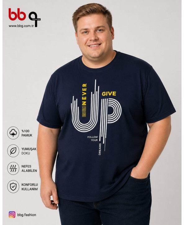 ERKEK BÜYÜK BEDEN GENİŞ KALIP %100 PAMUK BASKILI T-SHIRT-L