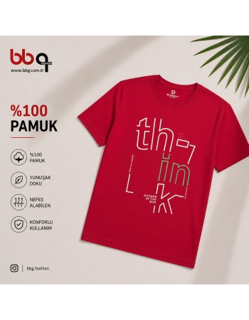 ERKEK BÜYÜK BEDEN GENİŞ KALIP %100 PAMUK BASKILI T-SHIRT-K