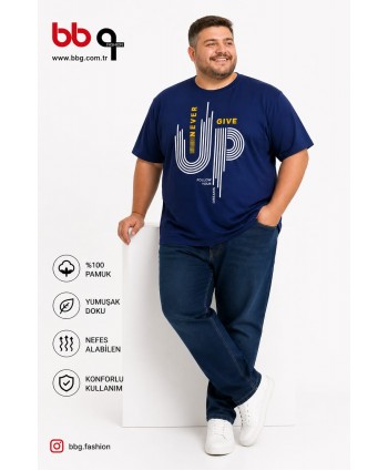 ERKEK BÜYÜK BEDEN GENİŞ KALIP %100 PAMUK BASKILI T-SHIRT-M