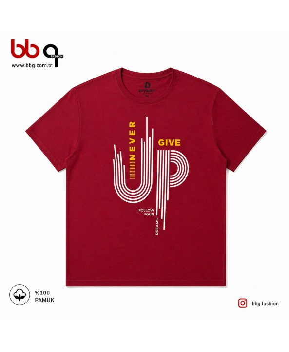 ERKEK BÜYÜK BEDEN GENİŞ KALIP %100 PAMUK BASKILI T-SHIRT-B