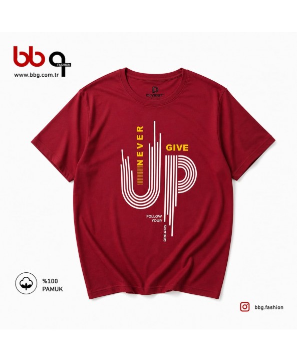 ERKEK BÜYÜK BEDEN GENİŞ KALIP %100 PAMUK BASKILI T-SHIRT-B