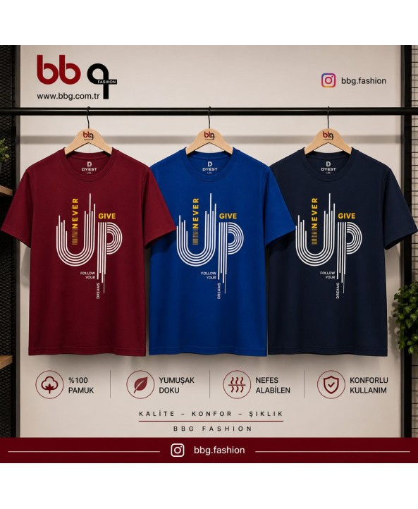 ERKEK BÜYÜK BEDEN GENİŞ KALIP %100 PAMUK BASKILI T-SHIRT-M