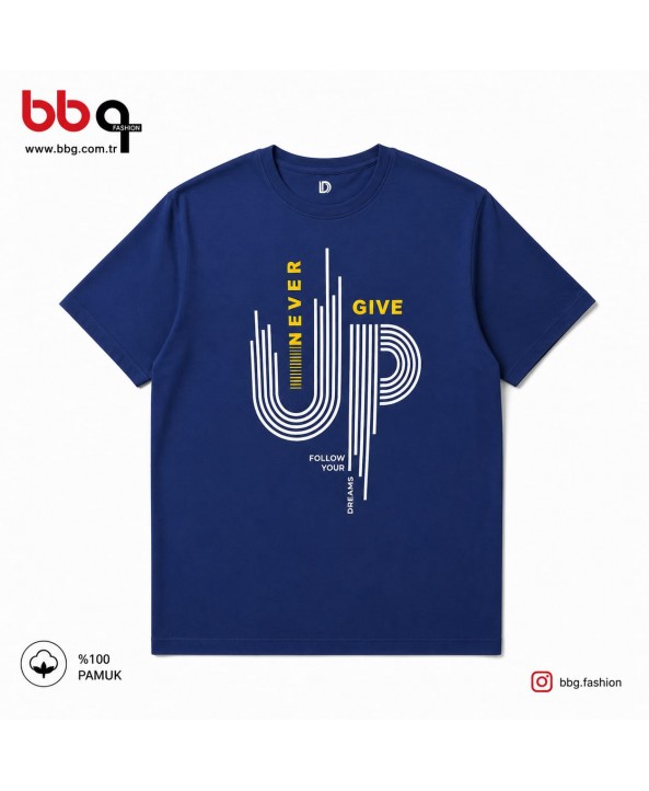 ERKEK BÜYÜK BEDEN GENİŞ KALIP %100 PAMUK BASKILI T-SHIRT-M