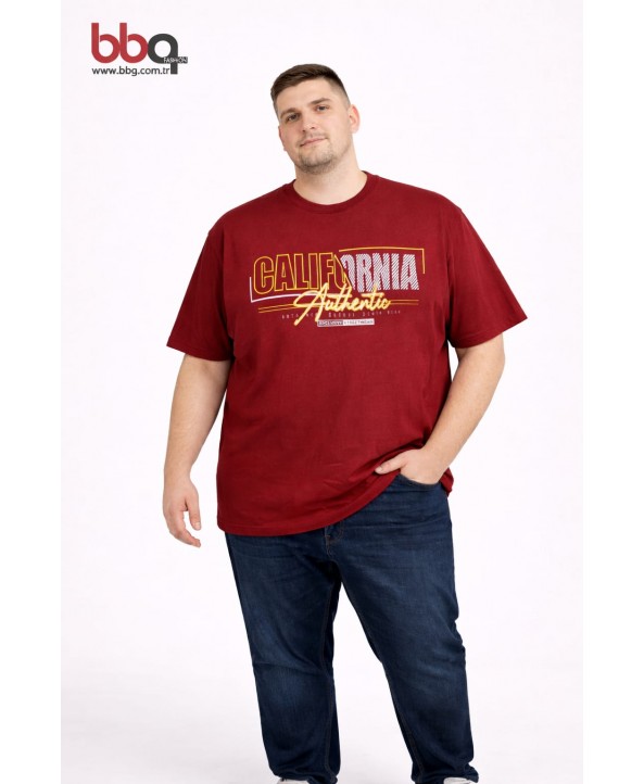 ERKEK BÜYÜK BEDEN GENİŞ KALIP BASKILI %100 PAMUK T-SHIRT-CB