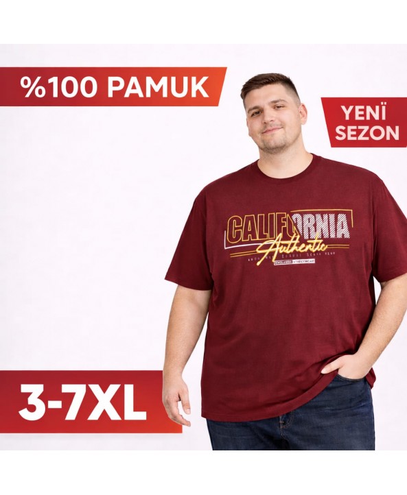 ERKEK BÜYÜK BEDEN GENİŞ KALIP BASKILI %100 PAMUK T-SHIRT-CB