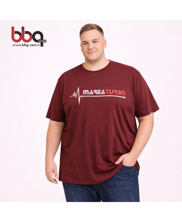 ERKEK BÜYÜK BEDEN GENİŞ KALIP BASKILI %100 PAMUK T-SHIRT-B