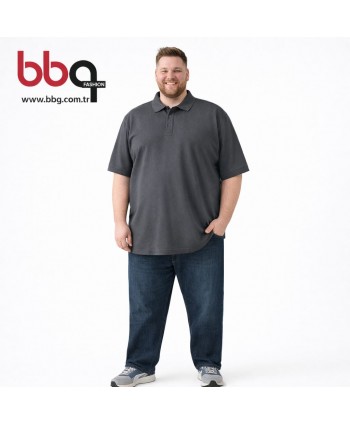 ERKEK BÜYÜK BEDEN GENİŞ KALIP POLO YAKA T-SHIRT-F