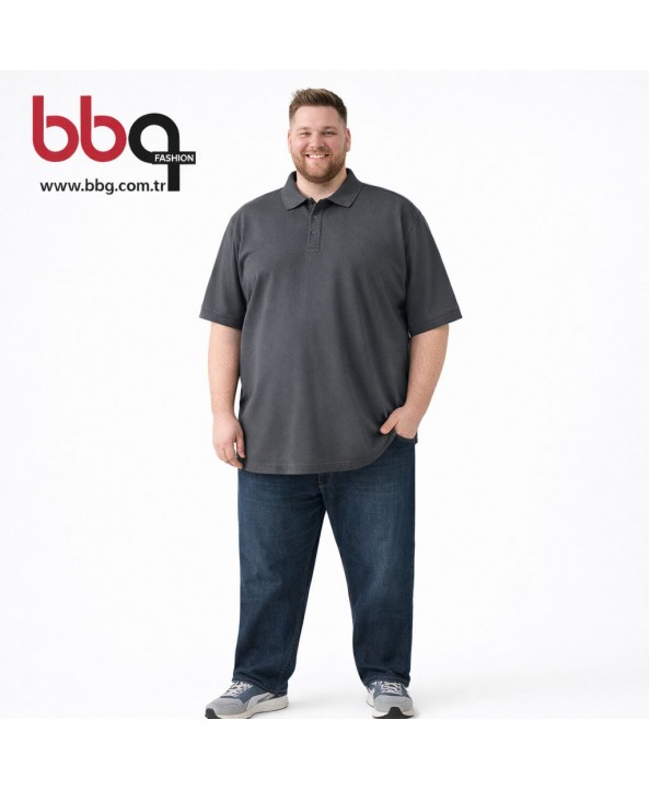 ERKEK BÜYÜK BEDEN GENİŞ KALIP POLO YAKA T-SHIRT-F