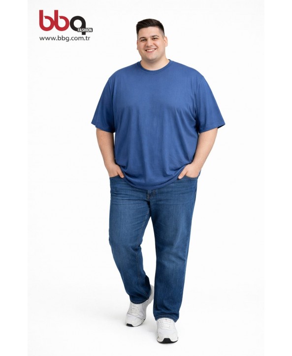 ERKEK BÜYÜK BEDEN GENİŞ KALIP YUVARLAK YAKA T-SHIRT-İ