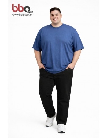 ERKEK BÜYÜK BEDEN GENİŞ KALIP YUVARLAK YAKA T-SHIRT-İ