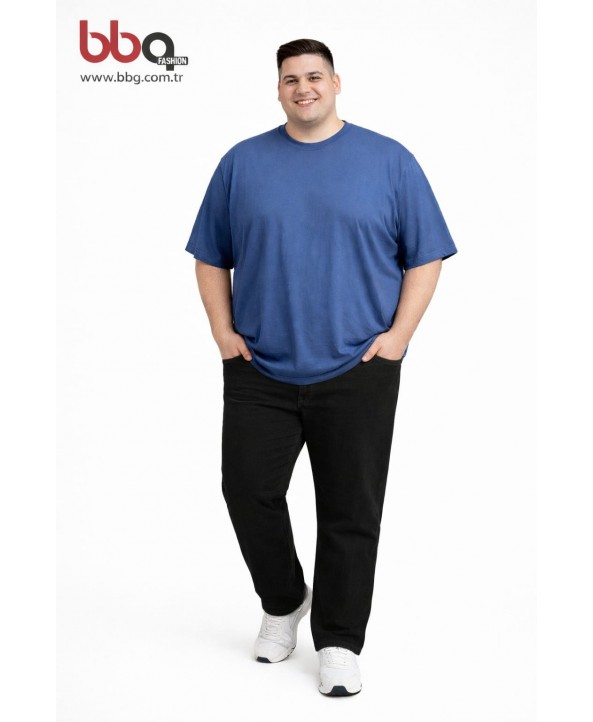 ERKEK BÜYÜK BEDEN GENİŞ KALIP YUVARLAK YAKA T-SHIRT-İ