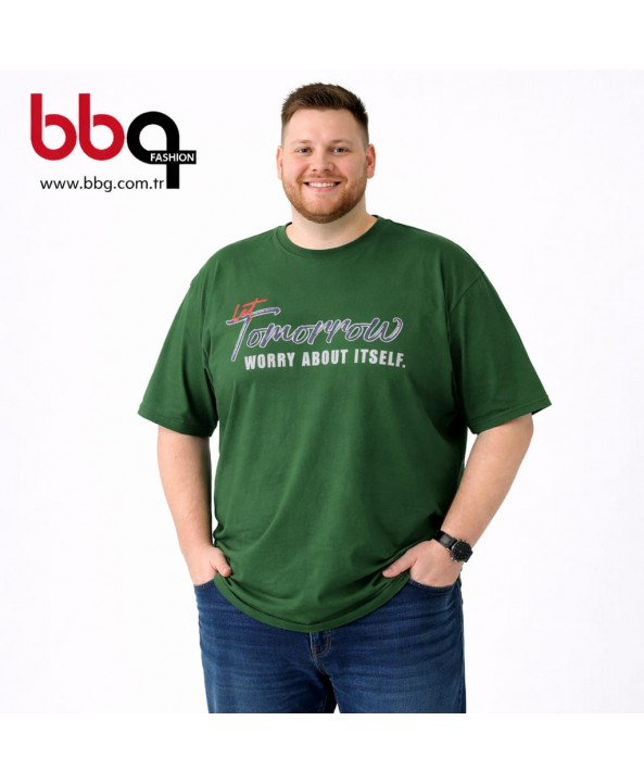  ERKEK BÜYÜK BEDEN GENİŞ KALIP BİSİKLET YAKA T-SHIRT-Y