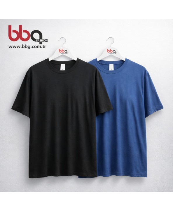 ERKEK BÜYÜK BEDEN GENİŞ KALIP YUVARLAK YAKA T-SHIRT-S