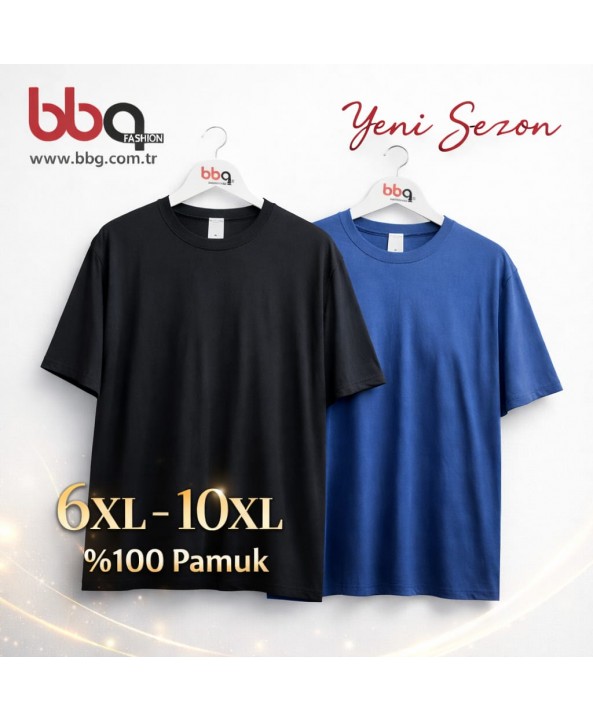 ERKEK BÜYÜK BEDEN GENİŞ KALIP YUVARLAK YAKA T-SHIRT-S