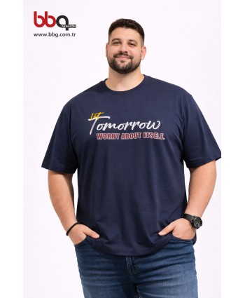  ERKEK BÜYÜK BEDEN GENİŞ KALIP BİSİKLET YAKA T-SHIRT-L