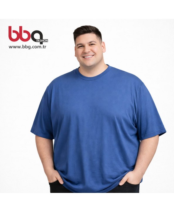ERKEK BÜYÜK BEDEN GENİŞ KALIP YUVARLAK YAKA T-SHIRT-İ