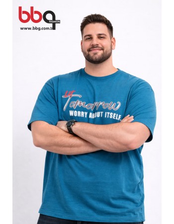 ERKEK BÜYÜK BEDEN GENİŞ KALIP BİSİKLET YAKA T-SHIRT-İ