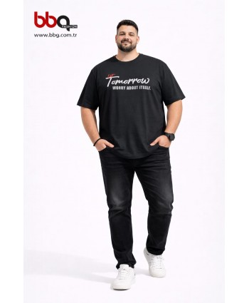  ERKEK BÜYÜK BEDEN GENİŞ KALIP BİSİKLET YAKA T-SHIRT-S