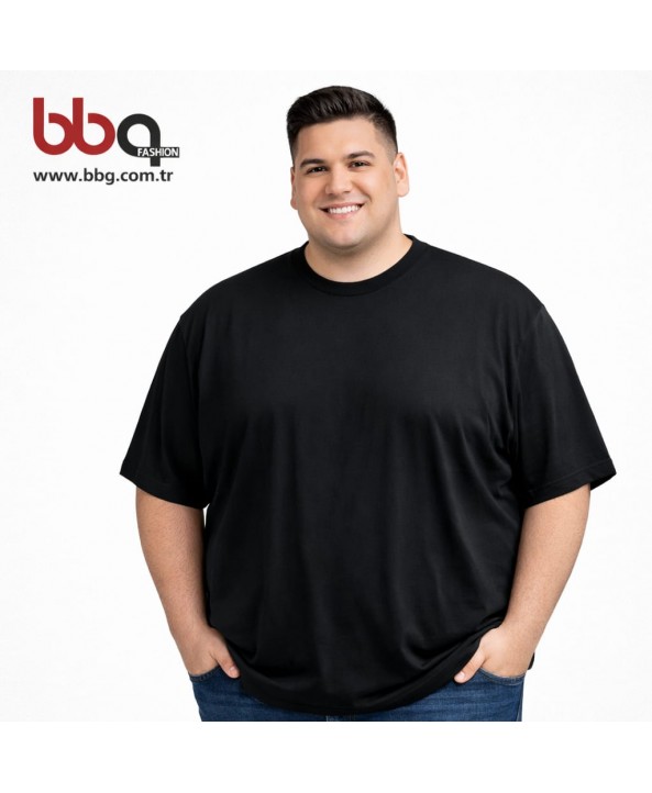 ERKEK BÜYÜK BEDEN GENİŞ KALIP YUVARLAK YAKA T-SHIRT-S