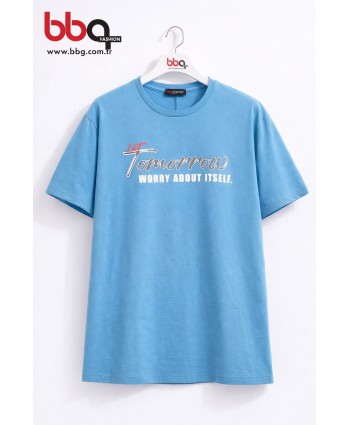 ERKEK BÜYÜK BEDEN GENİŞ KALIP BİSİKLET YAKA T-SHIRT