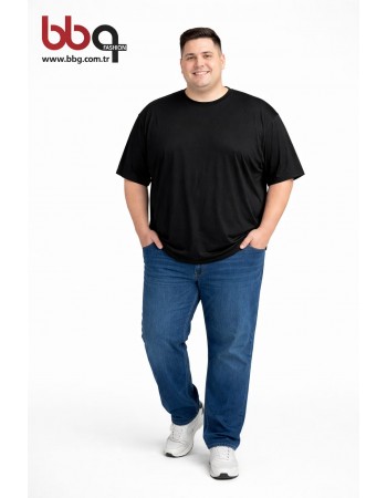 ERKEK BÜYÜK BEDEN GENİŞ KALIP YUVARLAK YAKA T-SHIRT-S