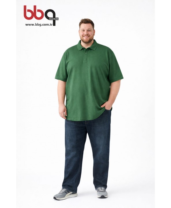 ERKEK BÜYÜK BEDEN GENİŞ KALIP POLO YAKA T-SHIRT-Y