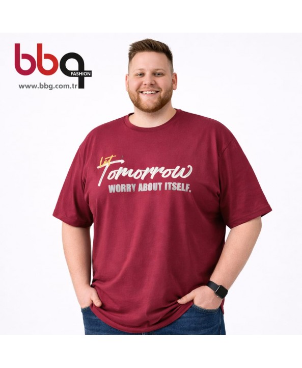 ERKEK BÜYÜK BEDEN GENİŞ KALIP BİSİKLET YAKA T-SHIRT-B