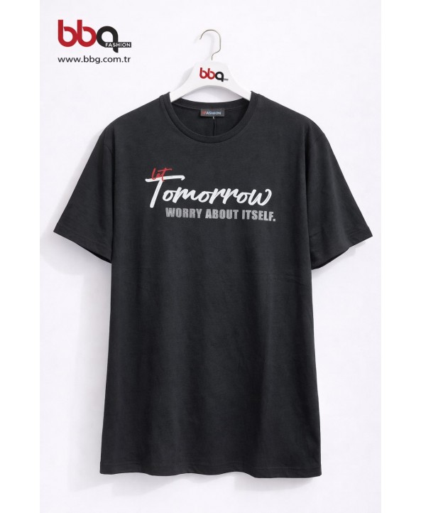  ERKEK BÜYÜK BEDEN GENİŞ KALIP BİSİKLET YAKA T-SHIRT-S