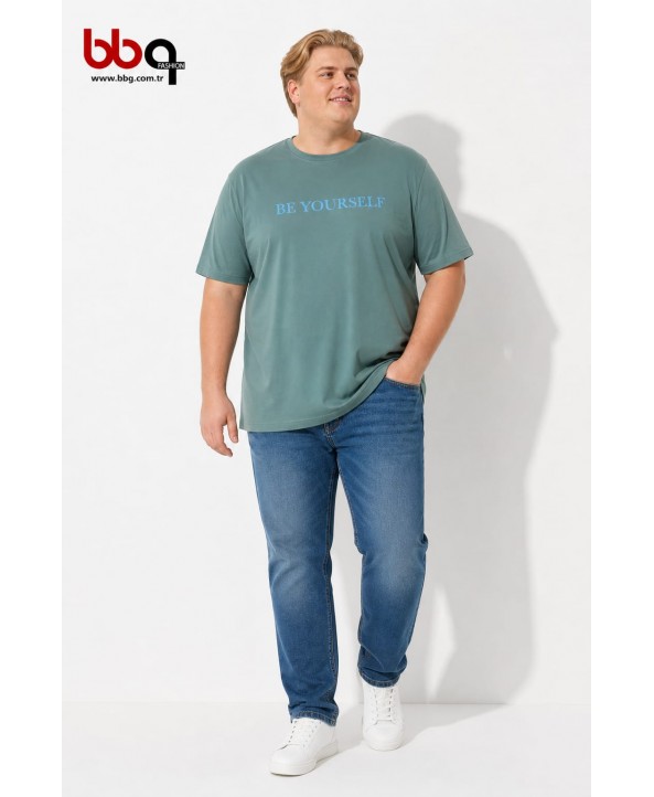 ERKEK BÜYÜK BEDEN GENİŞ KALIP % 100 PAMUK T-SHIRT-Y
