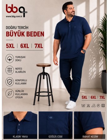 ERKEK BÜYÜK BEDEN GENİŞ KALIP POLO YAKA T-SHIRT-4