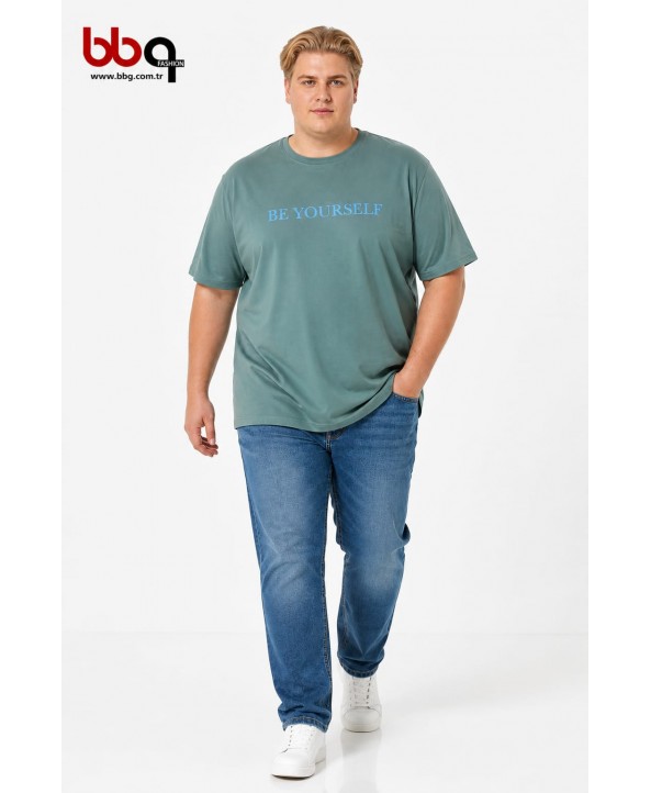 ERKEK BÜYÜK BEDEN GENİŞ KALIP % 100 PAMUK T-SHIRT-Y