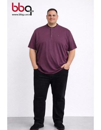  ERKEK BÜYÜK BEDEN GENİŞ KALIP HAKİM YAKA DÜĞMELİ T-SHIRT-B